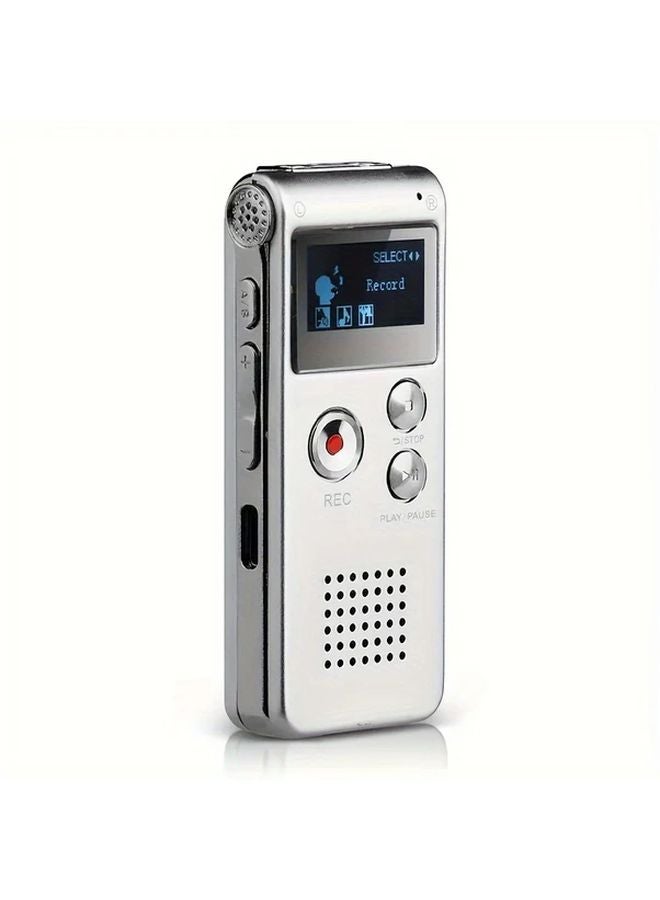 1pc Silvery 8GB USB Rechargeable Digital Audio Recorder 650H Recording Capacity Compact Portable MP3 Player for Lectures Conferences Interviews - Image 5